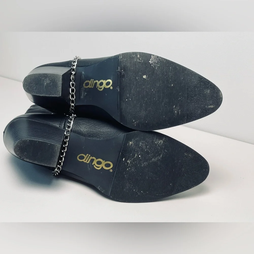 Dingo Black Leather Western Boots Women sz 10M Silver Bling  Y2K Cowboy - Picture 9 of 11